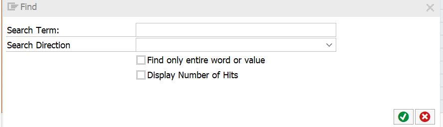 Find search window in SAP
